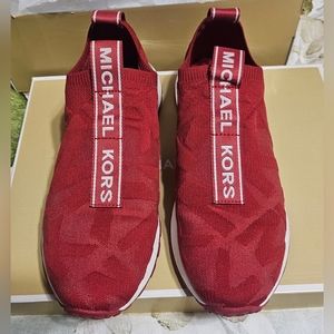 Michael Kors Bodie Logo Embossed Stretch Knit Slip-OnTrainer 8.5